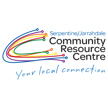 Jarrahdale Community Resource Centre logo with colourful lines and the tagline “Your local connection.